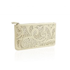 Cream Cut work Clutch bag