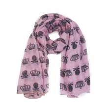 Light Purple Crown and Skulls Print Scarf