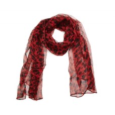 Red Animal Print Silk Scarf