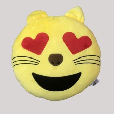 Emoji Cat Face with Heart Eyes Cushion