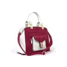 Bessie London Designer Plum and White Handbag
