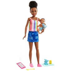 Barbie Skipper Babysitter Inc Doll with Black Hair and Baby Accessories Set