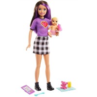 Barbie Skipper Babysitter Inc Doll with Brunette Hair and Baby Accessories Set