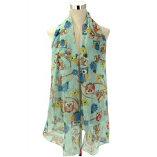Pure Silk Owl Print Scarf