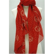 Red Peace Stud Print Scarf