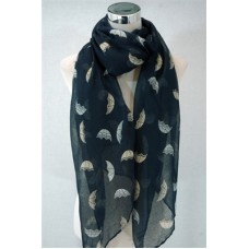 Navy Blue Umbrella Print Scarf