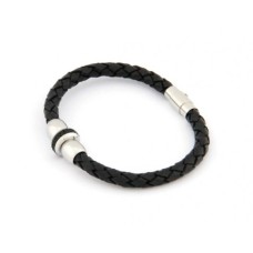 INSPIRIT Men's Leather and Stainless Steel Crystal  Bracelet