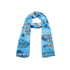 Blue Leaf  Print Long Scarf