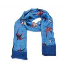 Blue Swallow  Print Long Scarf