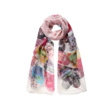 Cream Floral Heart Long Scarf