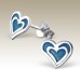 Kids Silver  Double Heart Stud Earrings