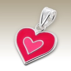 Kids Silver Pink Double Heart Pendant
