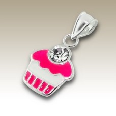 Kids  Cupcake Pendant with Crystal Stone