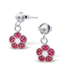 Kids Silver Flower Drop Earrings