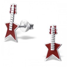 Kids Silver Guitar Stud Earrings
