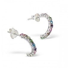Kids Silver  Multi Crystal Hoop Earrings