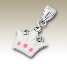 Kids Silver Tiara Pendant with Crystal Stones