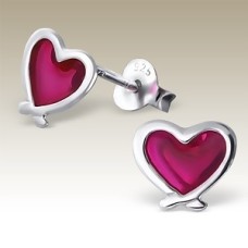 Kids Silver Heart Stud Earrings