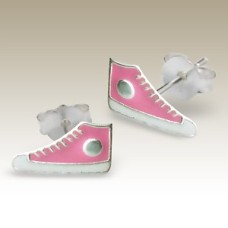 Kids Silver Trainer Shoe Stud Earrings