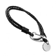 INSPIRIT Men's Two Strand Leather and Stainless Steel Bracelet
