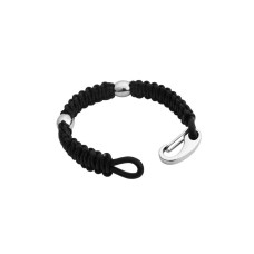 INSPIRIT Men's Black Leather and Stainless Steel Beads Bracelet