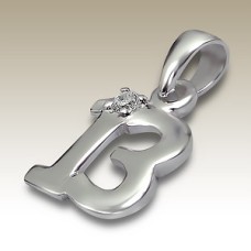 Kids Sterling Silver 13th Pendant with CZ Stone