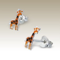 Kids Silver Giraffe Stud Earrings