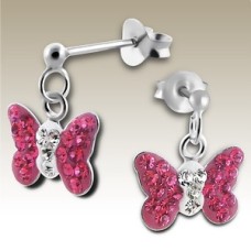 Kids  Butterfly Crystal Drop Earrings