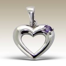 Kids Silver Semi Precious Heart Pendant