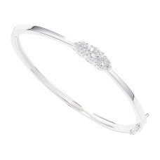 Sterling Silver Bangle with 3 Cubic Zirconia Stones