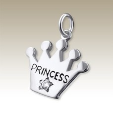 Kids Diamond Silver Princess Crown Pendant