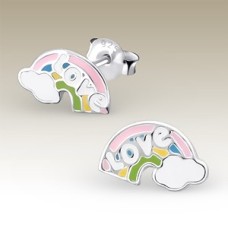 Kids Silver Rainbow Stud Earrings
