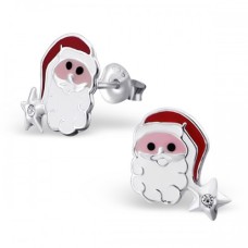 Kids Silver Santa Stud Earrings