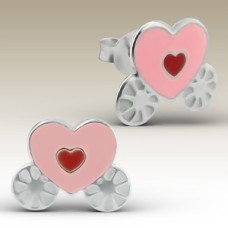 Kids Silver Heart Carriage Stud Earrings