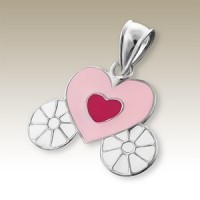 Kids Silver Heart Carriage Pendant