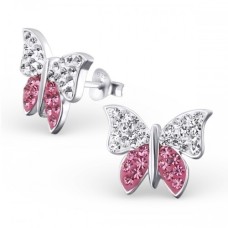 Kids Crystal Butterfly Stud Earrings