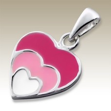 Kids Silver Pink Heart Pendant