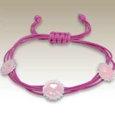 Kids Sterling Silver &  Pink Cord Bracelet